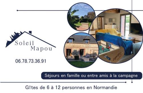 Ganzeville House | Le gîte de SoleilMapou pour 12 personnes en Normandie près de Fécamp et d'Etretat, idéal grandes tribus, vous pouvez me joindre au zéro six soixante dix huit soixante treize trente six quatre vingt onze pour réserver en direct