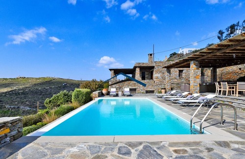 Vourkari Villa | Luxurious villa in Vourkari with a swimming pool, sea and sunset view.