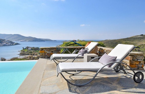 Vourkari Villa | Luxurious villa in Vourkari with a swimming pool, sea and sunset view.