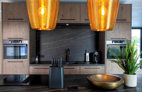 Maasbree House | Luxury 6-person lodge with three bathrooms, wine fridge and spacious terrace extending 12 metres over the lake.