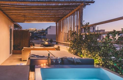 Psirri Apartment | Luxury Apartment with Acropolis view Terrace and Jacuzzi in the Heart of Athens - Living Stone Azurite