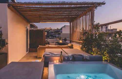 Psirri Apartment | Luxury Apartment with Acropolis view Terrace and Jacuzzi in the Heart of Athens - Living Stone Azurite