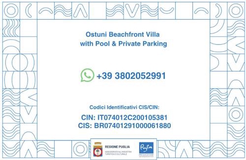Rosa Marina Villa | Luxury Ostuni Beachfront Villa with Pool & Private Parking