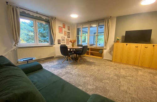 Schmalkalden Apartment | Magnolia Ferienwohnung mitten in Grünen mit Terasse und Sauna