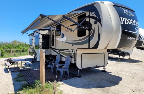 Port Bolivar RV Rental | Majestic Beach Camper at Hailey's Beach-n-Bay RV Resort #13