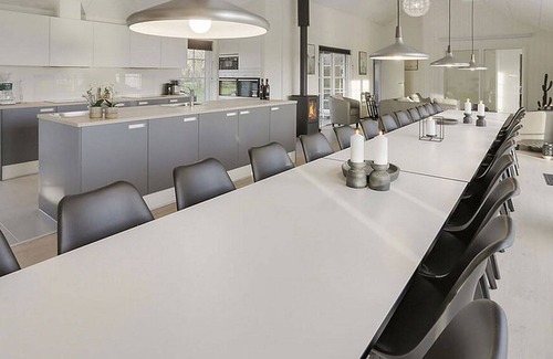 Frørup House | Modern holiday home with sea views and pool and activity room, WiFi and oven