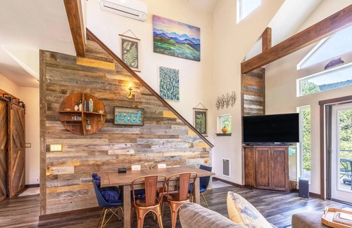 Carson House | Modern River Front Cabin, Hot Tub, Detached Office