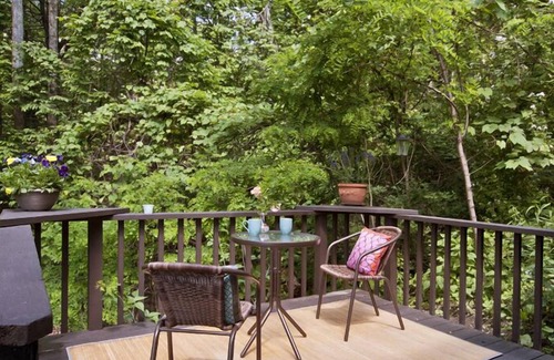 Woodstock Cottage | Mountain Stream Retreat: rustic elegance, decks overlooking stream, wood stove!