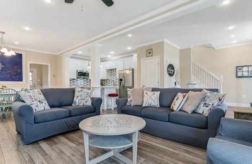 Cape Charles House | Overlooking Park with 1st and 2nd Floor Primary Suites.