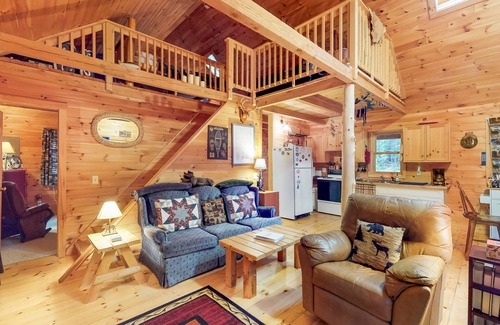 Shirley Mills Cabin | Peaceful Dog-Friendly Cabin with Large Yard, Deck, & Firepit - Close to the Lake