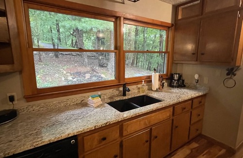 Walnut Mountain Cabin | Peaceful Retreat Steps From Ellijay! Hot Tub, Fire Pit, Room for 6, Back Porch