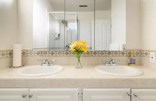 Berryessa House | Private bedroom overlooking beautiful yard & pool