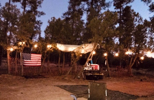 Pine RV Rental | Pull in, Eat, Party, Relax, Sleep, Pull out. Futon Couch, padded floor. Sleeps 6