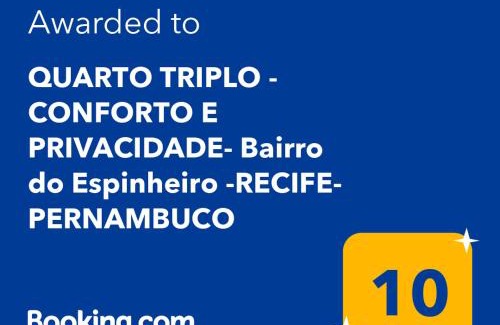 Espinheiro House | QUARTO TRIPLO - PERTO DO CENTRO DE CONVENÇÕES-CONFORTO e PRIVACIDADEi- RECIFE-Pe