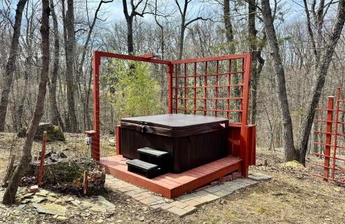 Millville House | Red A Frame Shenandoah Escape Fire Pit BBQ