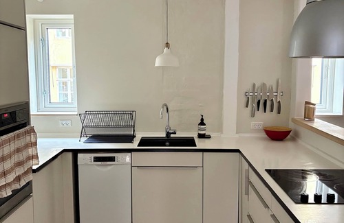 Copenhagen K Apartment | Restored 1880 Grain Warehouse in Peaceful Courtyard Near Royal Palace & Church
