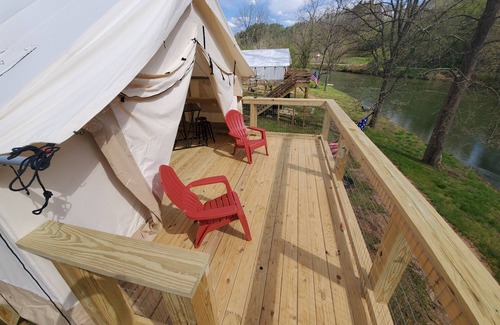 Bakersville House | River Front Glamping- Rusty's Roost River Camp- Black Bear Tent