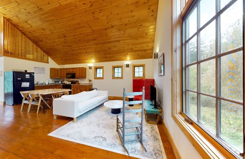 Starksboro House | Riverside cabin with mountain views, beach access, children's items, & firepit