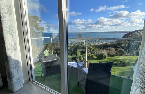 Carbis Bay Apartment | Sea view apartment with balcony and gardens. Private path to the beach.