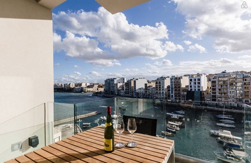 Paceville Apartment | Seafront 1 bedroom apartment with unobstructed views of Spinola Bay, St Julians