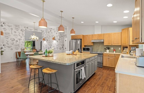 Husum House | Serene location, lawn games, private creek access, partial Mt. Adams view!