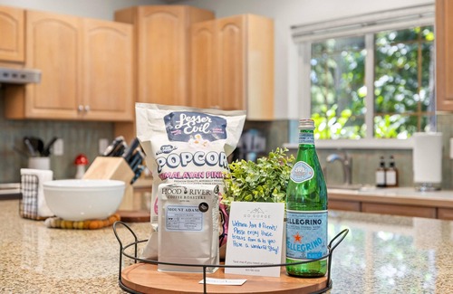 Husum House | Serene location, lawn games, private creek access, partial Mt. Adams view!