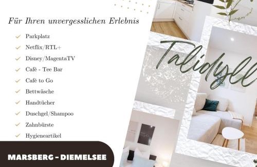 Helminghausen Apartment | Talidyll am Diemelsee an der Talsperre - 4 Betten 1 Schlafsofa bis zu 5 Gästen - nähe Willingen - Skigebiet - Marsberg - Brilon - Privater Eingang
