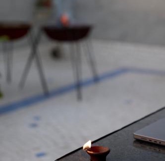 Lake Swaroop Sagar Apartment | TicAna 2 bedroom living & Kitchen with lake view garden rooftop