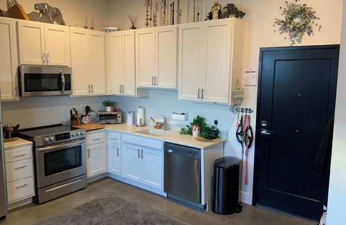 Southeast Omaha Apartment | Trendy Apt 1.6 mi to CWS! W/D, WiFi, can sleep 4, can squeeze in more! Pets OK