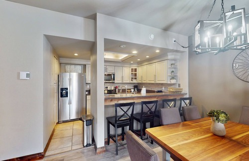 Peak 9 Condo | Upscale condo with balcony, pool, & hot tub - walk to lifts/Main Street