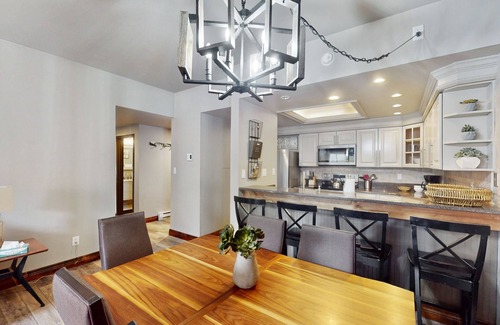 Peak 9 Condo | Upscale condo with balcony, pool, & hot tub - walk to lifts/Main Street