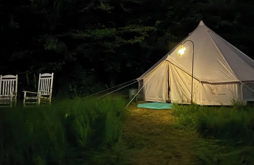 Vashon Island RV Rental | Vashon Island Glamping Tent with Sea Views on 5 acres Forest & Field 1-bedroom
