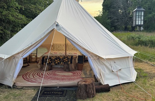 Vashon Island RV Rental | Vashon Island Glamping Tent with Sea Views on 5 acres Forest & Field 1-bedroom