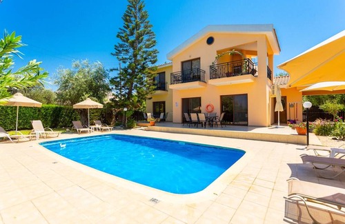 Latchi Villa | Villa Halima Alexandros: Large Private Pool, Walk to Beach, Sea Views, A/C, WiFi