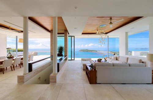 Choeng Mon Villa | Villa Natha, world-class sea view, gym, massage room, cinema, full service with private dining, north Chaweng