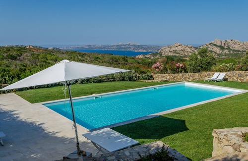 Palau Villa | Villa Smeralda, large pool and garden, stunning view of the Archipelago