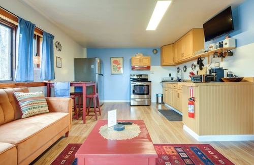 Vernon Apartment | Walk to Trails: Artsy Mtn-View Getaway in Vernon!