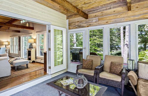 Eddington House | Water-view home with dock, fireplace, central AC & washer/dryer - dog-friendly