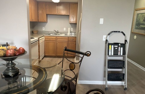 Slidell Condo | Waterfront, Amazing sunset overlooking pool.