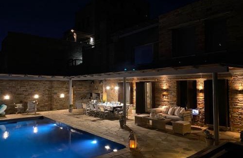 Pisses Villa | Waterfront villa "Afros" with a pool, direct access to the sea and a small beach