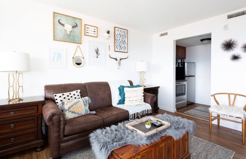 Chalet Village Apartment | What a view - Downtown and Mountain View’s/indoor pool/hot tub
