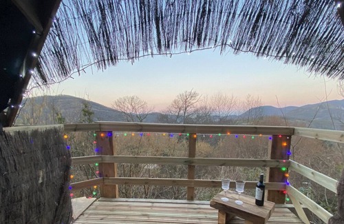 Crechets Bed & Breakfast | Yurt Shambala with a Private Hot Tub with treehouse skydeck and BBQ!