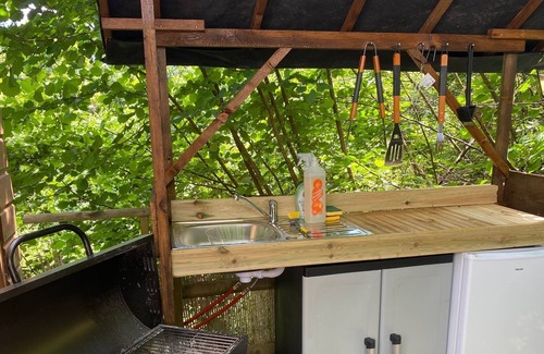 Crechets Bed & Breakfast | Yurt Shambala with a Private Hot Tub with treehouse skydeck and BBQ!