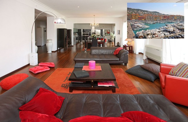 180 Views of the port of Nice, sea and yachts direct with lift and balconies.