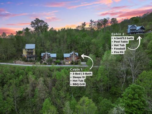 2 Cabins & Views for Miles Hot Tubs Pool Table