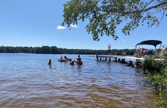 5 star on CATFISH LAKE wet boathouse, sandy beach, 5 bedroom, air cond