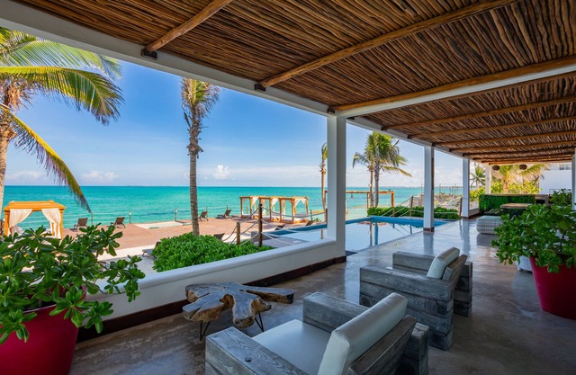 Beach Front Villa, pool, mainland accessible by car.