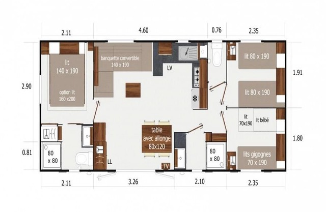 Camping Le Clos de Balleroy *** - Mobile home Grand Confort 4 Rooms 6 People