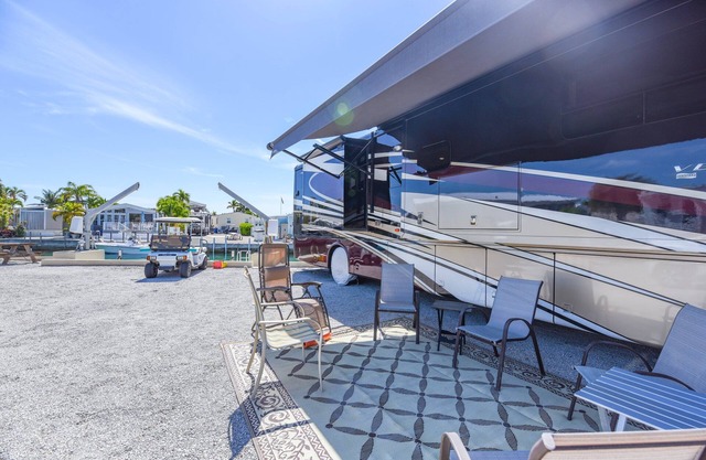 Canal Front RV Lot 447 Venture Out, Oversized RV Lot with 60ft of Dockage!