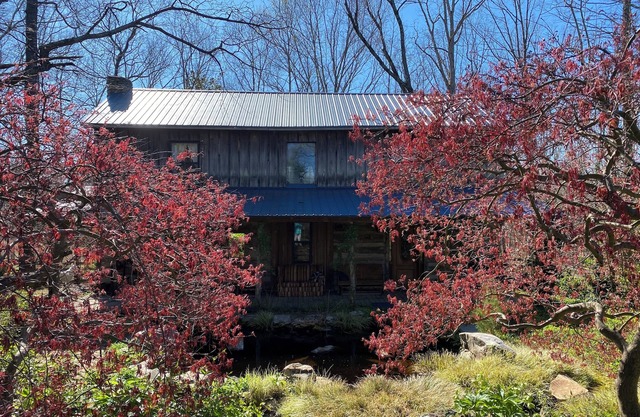 Charming Log Cabin Retreat with Flower Garden